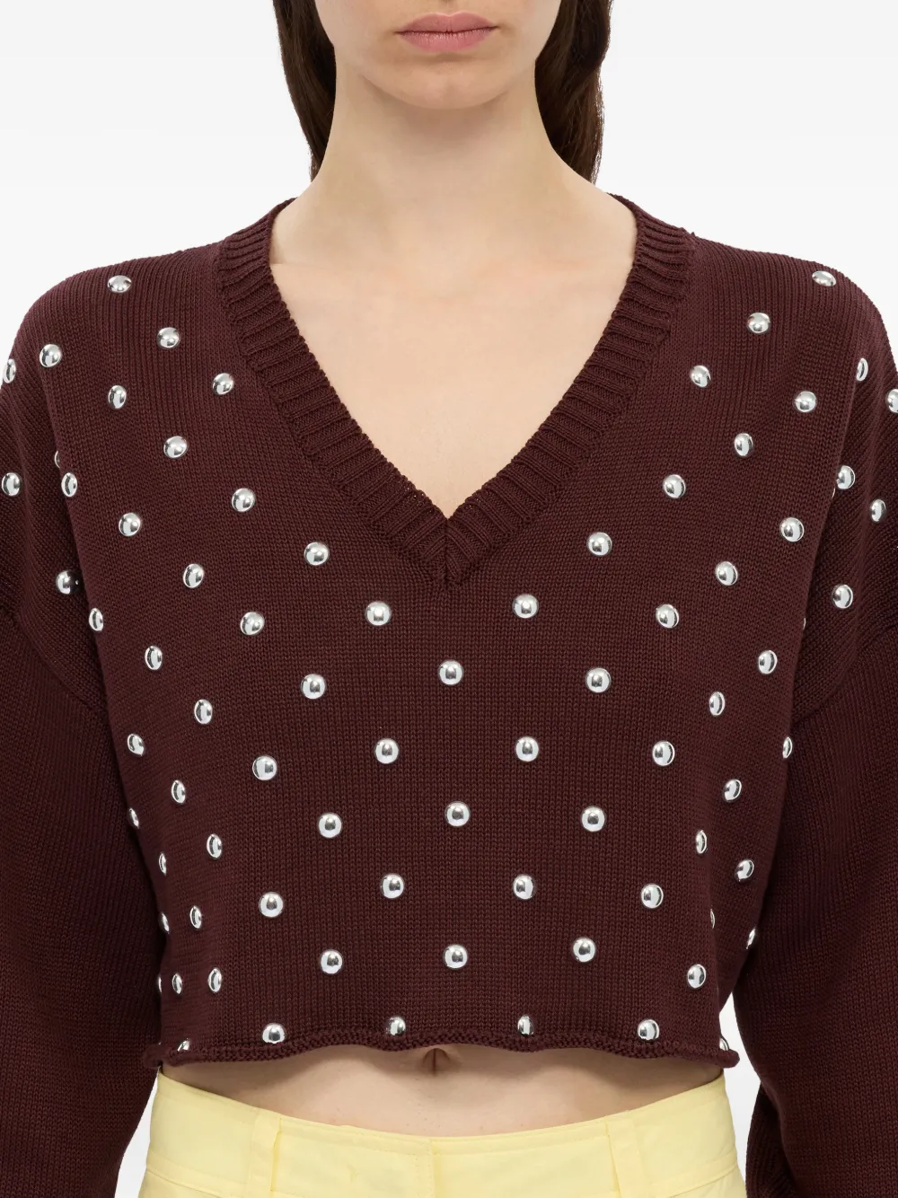 Studded V-Neck Knitwear