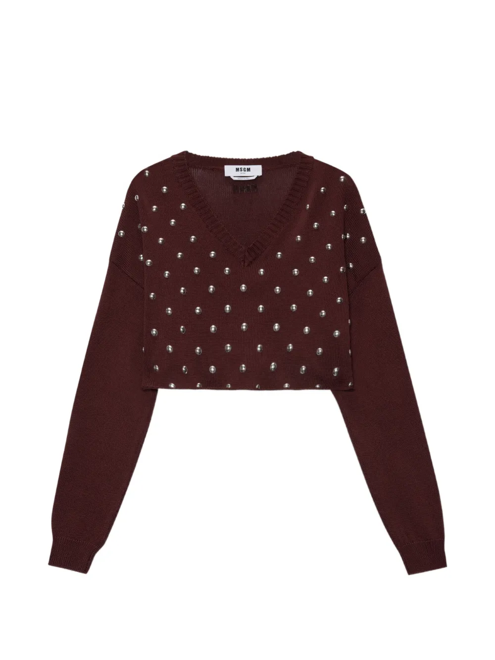 MSGM Maglione con scollo a V - Marrone