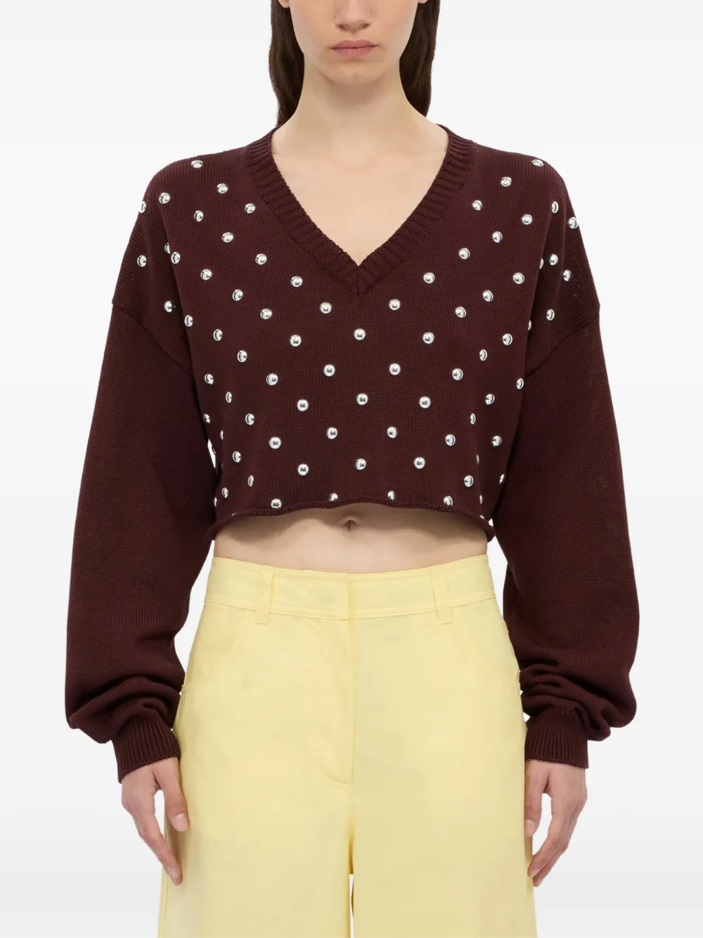 Studded V-Neck Knitwear