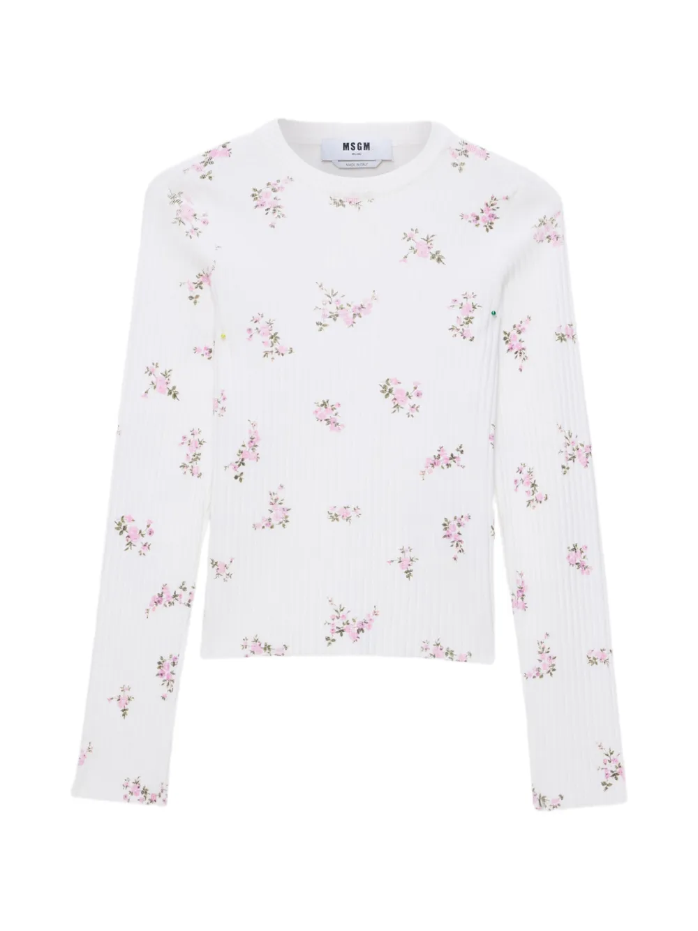 MSGM floral print knitted top - Bianco