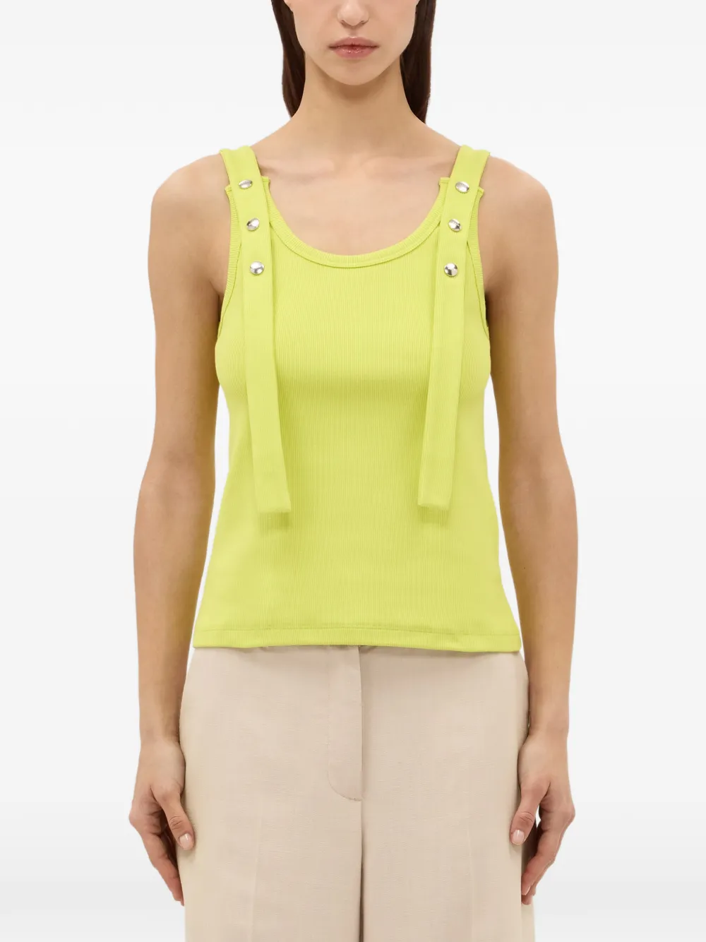  Msgm Pearl Tie Strap Top - Yellow 