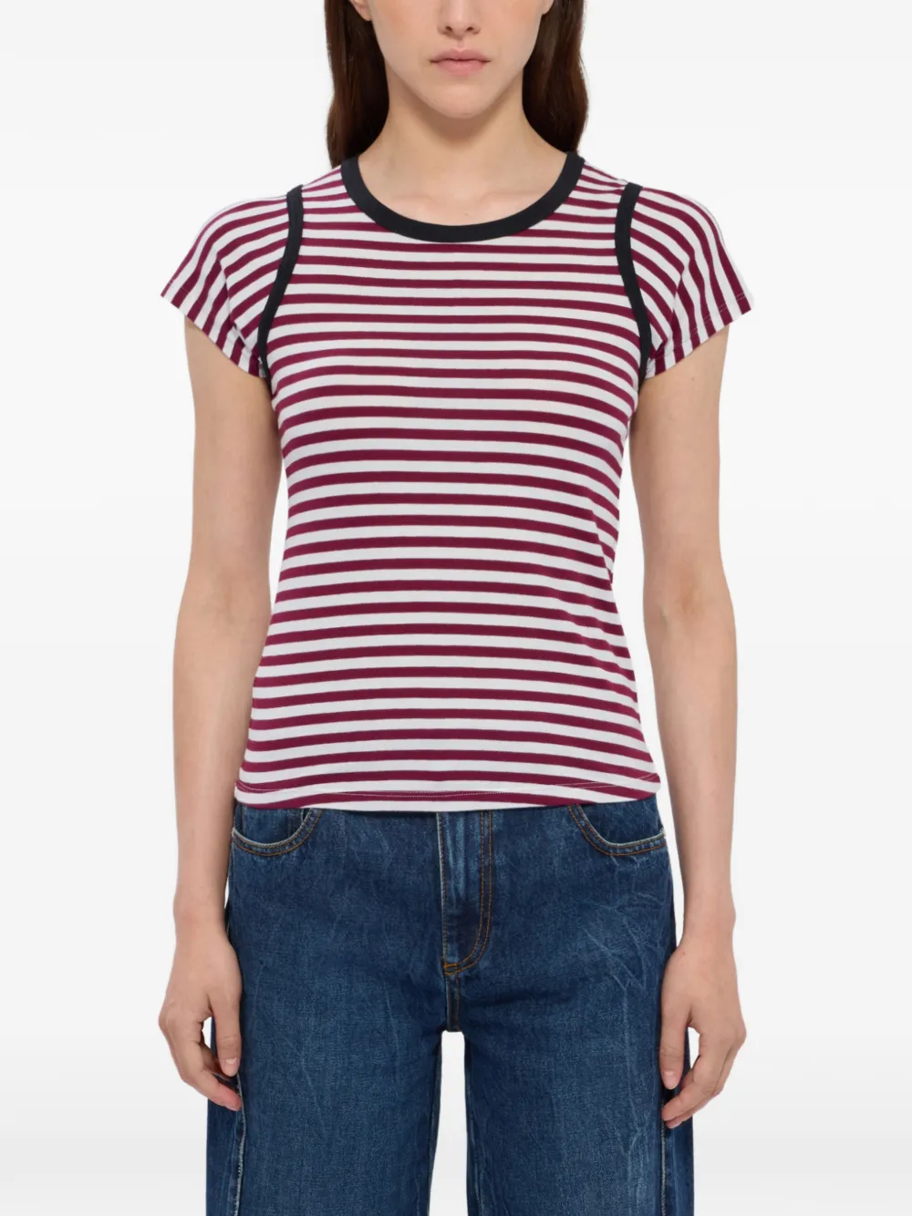 MSGM T-shirt met gestreepte afwerking Rood