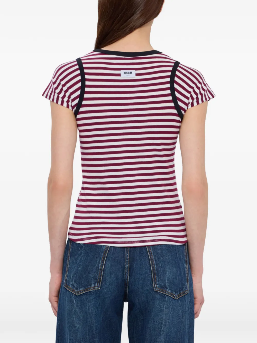 MSGM T-shirt met gestreepte afwerking Rood