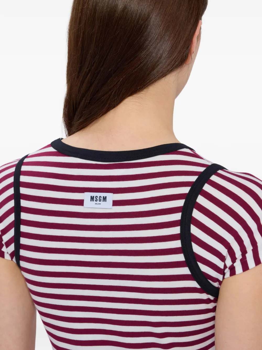 MSGM T-shirt met gestreepte afwerking Rood