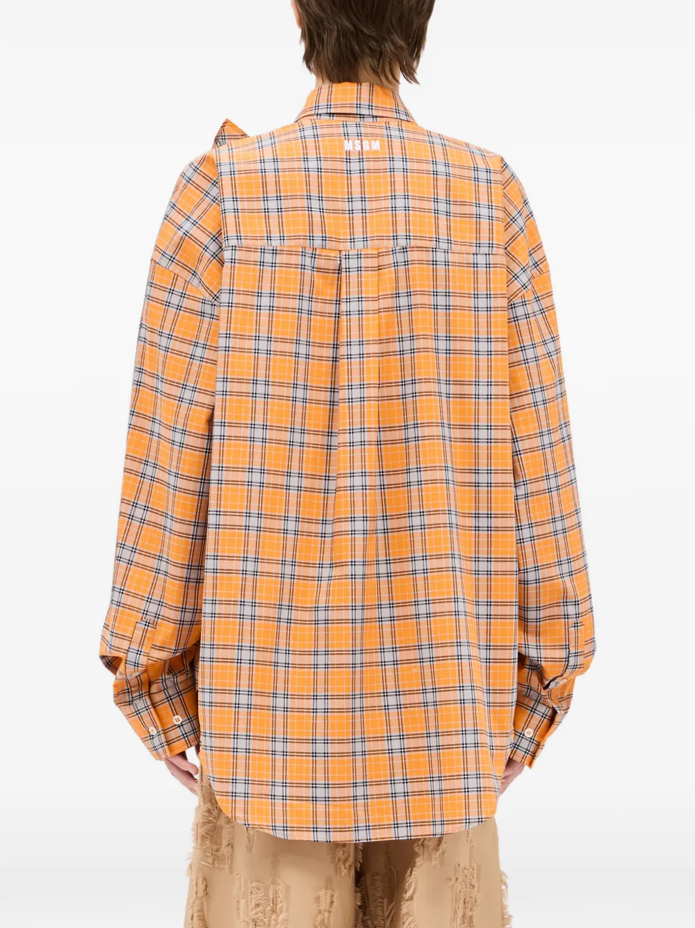 MSGM Geruite blouse met ruches Oranje