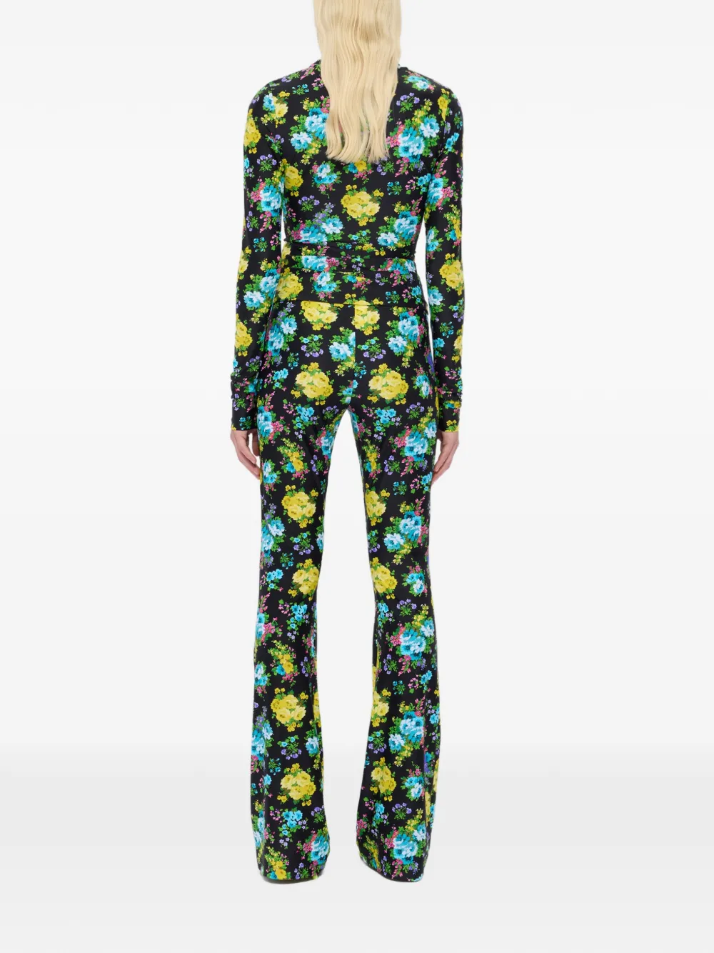 MSGM Flared broek met bloemenprint Zwart