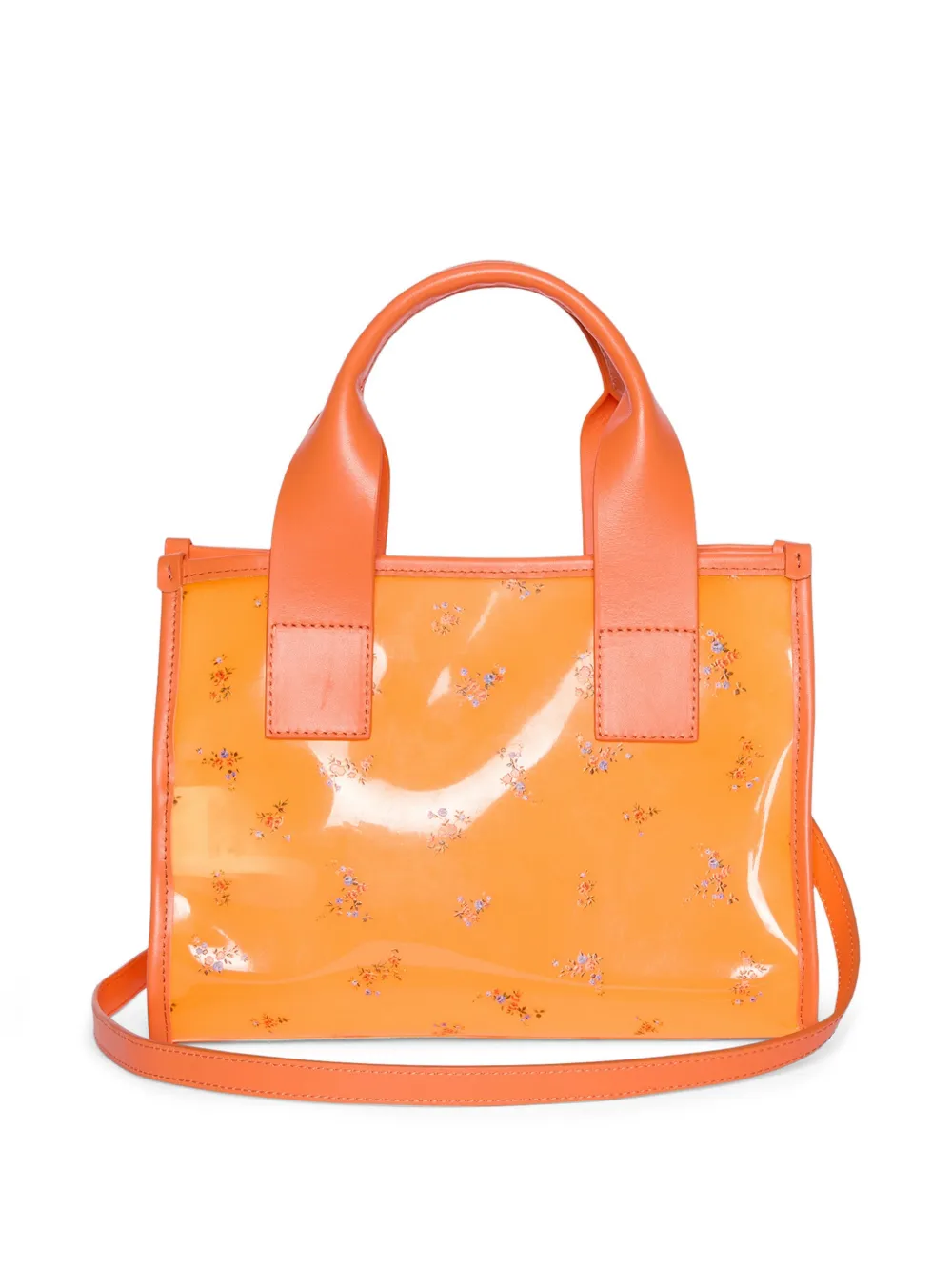  Msgm Floral Handle Tote Bag - Orange 