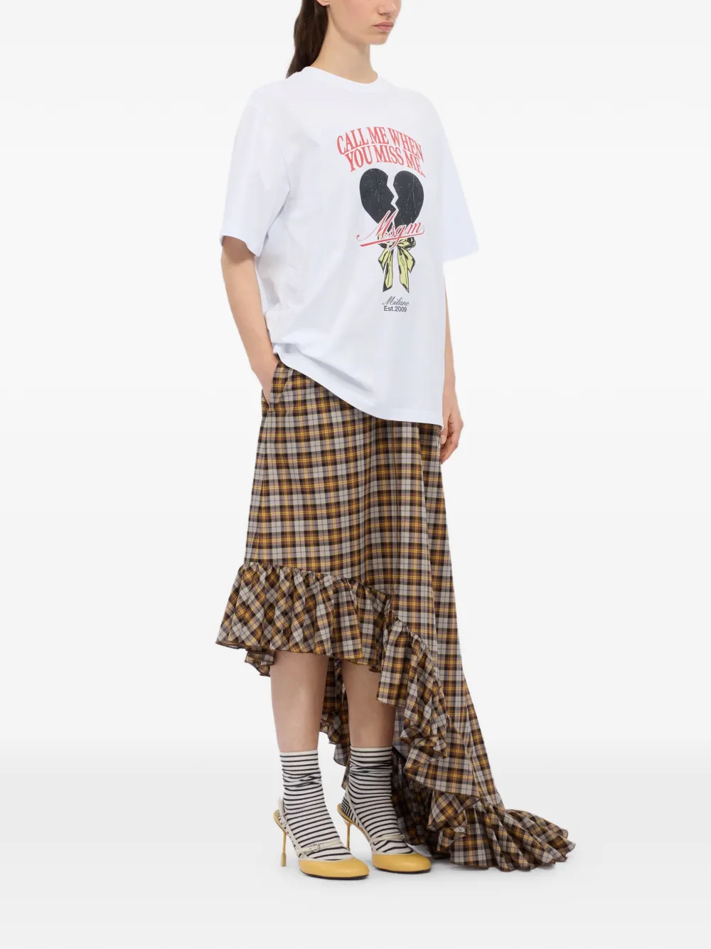 MSGM Geruite jurk Bruin