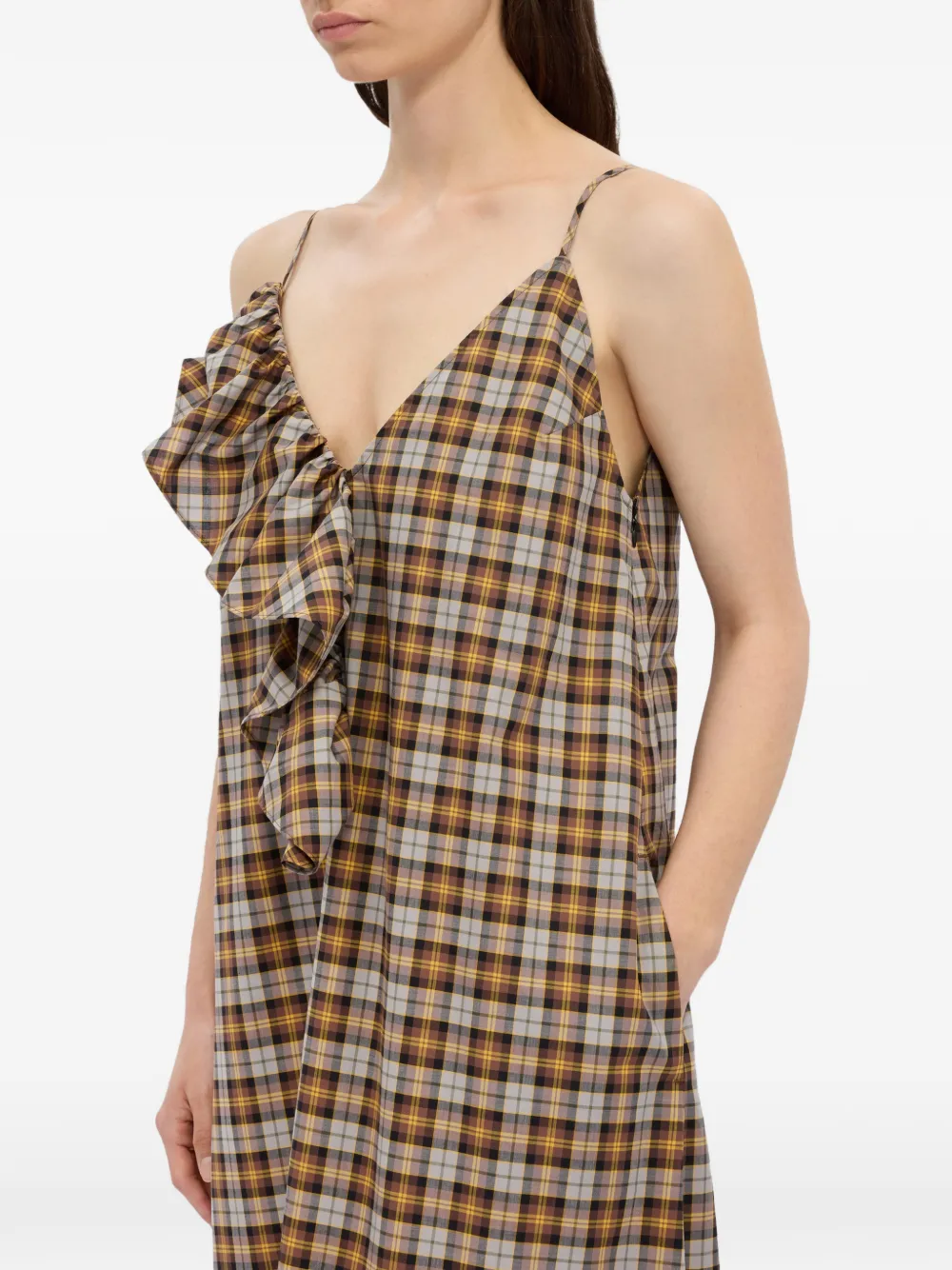 MSGM Geruite jurk Bruin