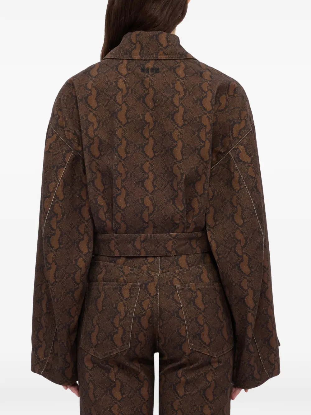 MSGM Jas met ceintuur en patroon Bruin