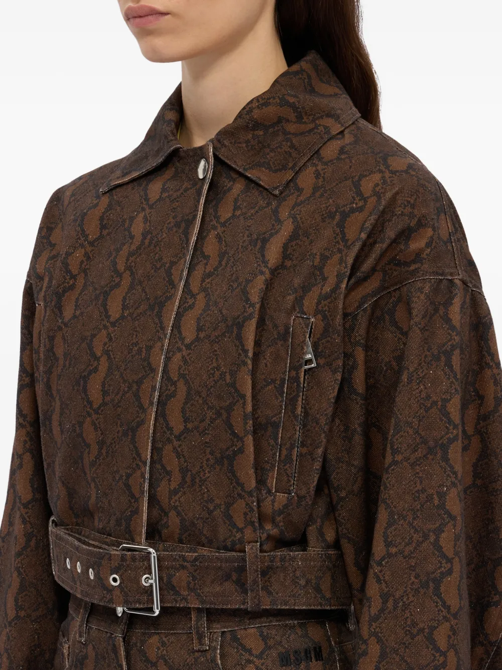 MSGM Jas met ceintuur en patroon Bruin