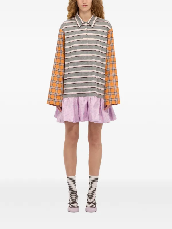 msgm mini dress Msgm Striped Check Panel Mini Dress