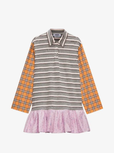 MSGM striped check panel mini dress