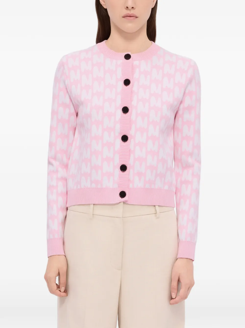  Msgm Button Pattern Cardigan - Pink 