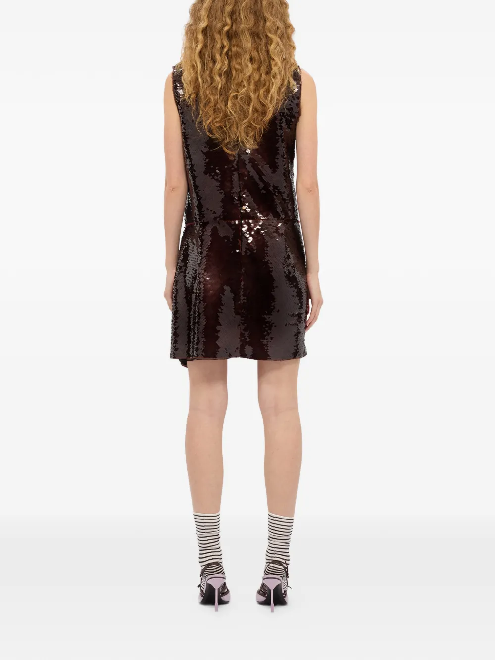 MSGM Asymmetrische midi-jurk met pailletten Bruin