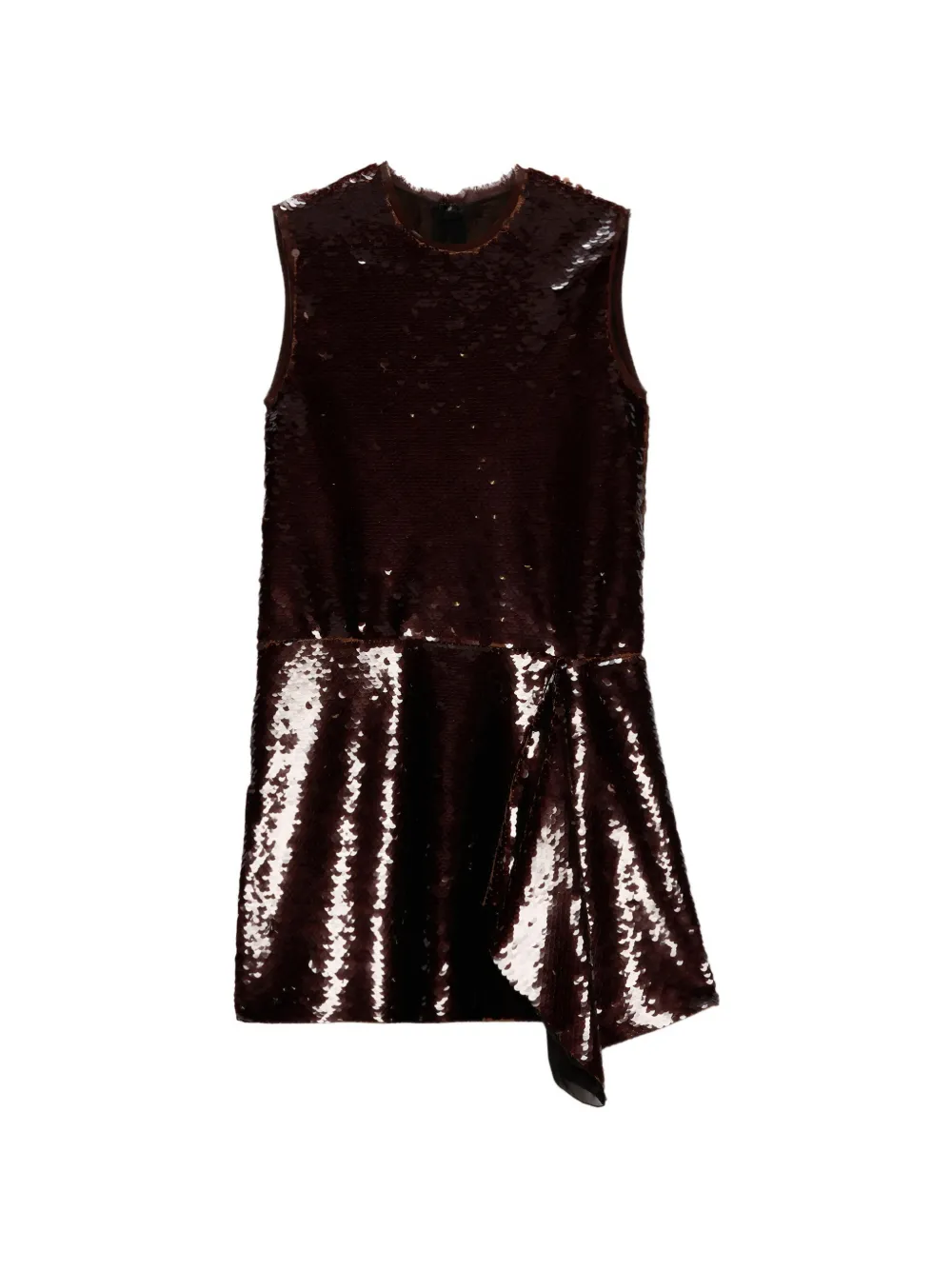 MSGM Abito corto asimmetrico con paillettes - Marrone