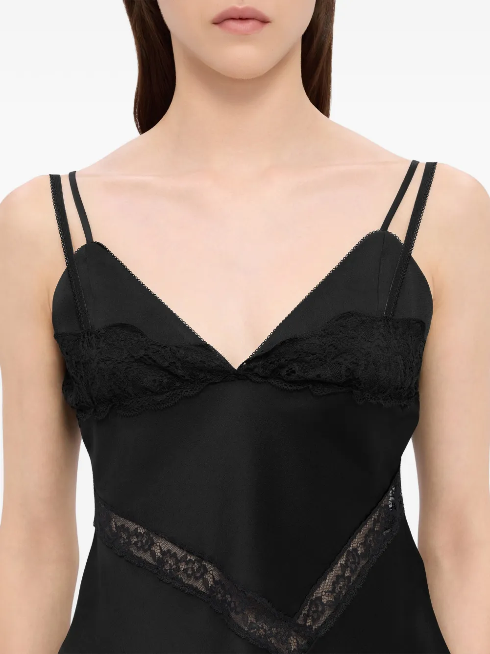 MSGM Tanktop met V-hals en kant Zwart