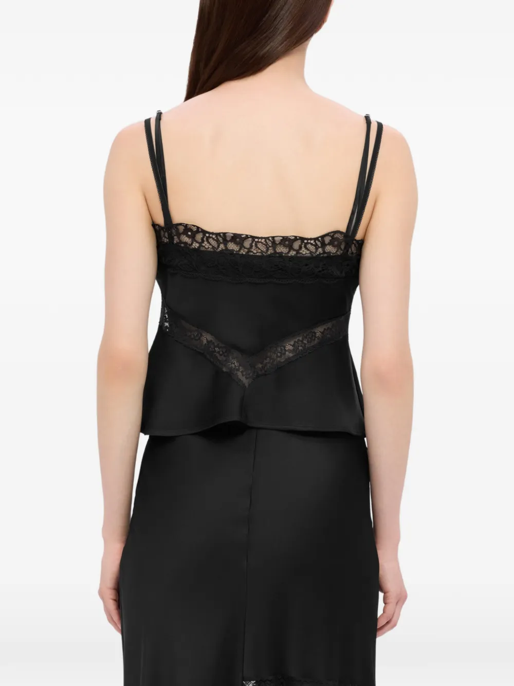 MSGM Tanktop met V-hals en kant Zwart