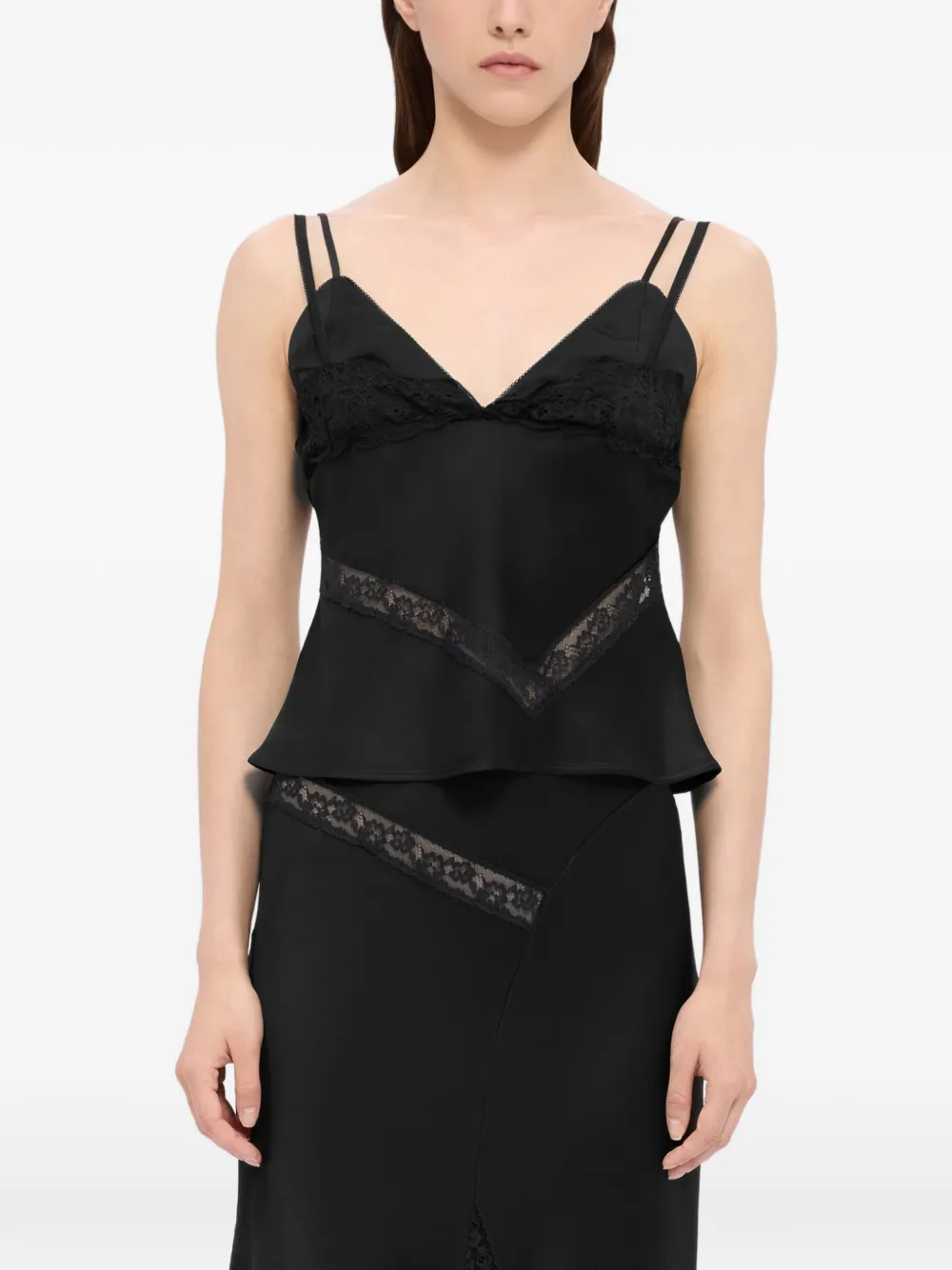 MSGM Tanktop met V-hals en kant Zwart