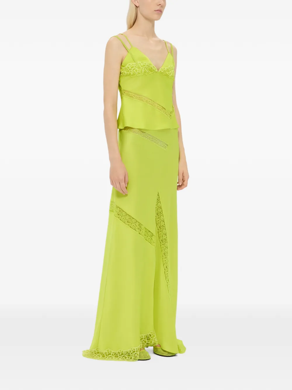  Msgm Lace V-neck Tank Top - Green 