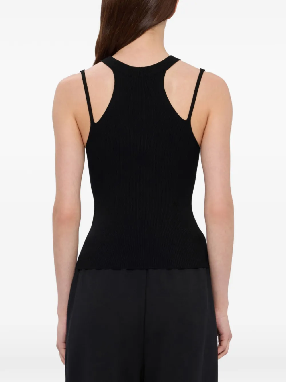 MSGM Geribbelde tanktop met uitgesneden details Zwart