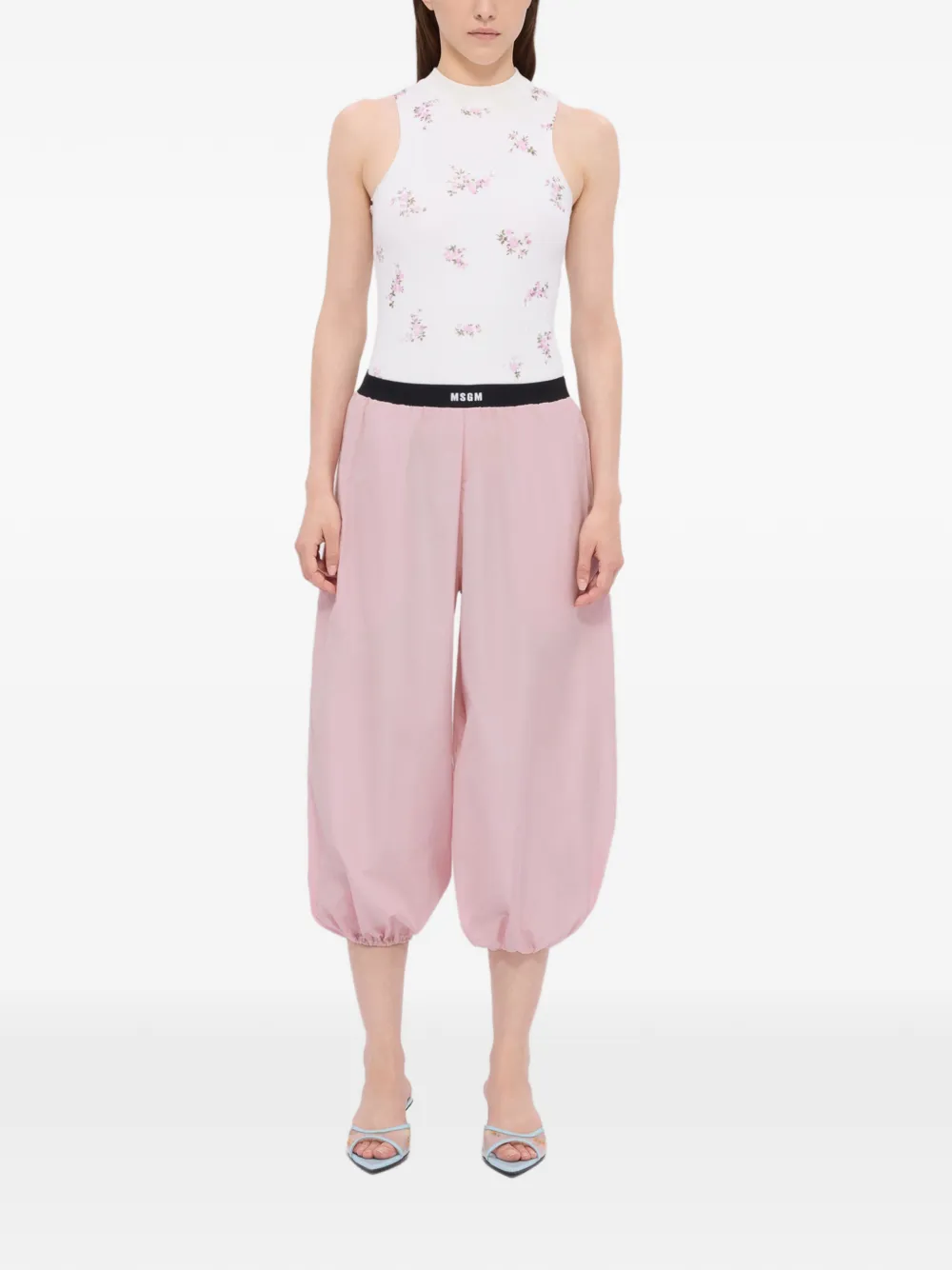  Msgm Elastic-waistband Balloon Cropped Trousers - Pink 