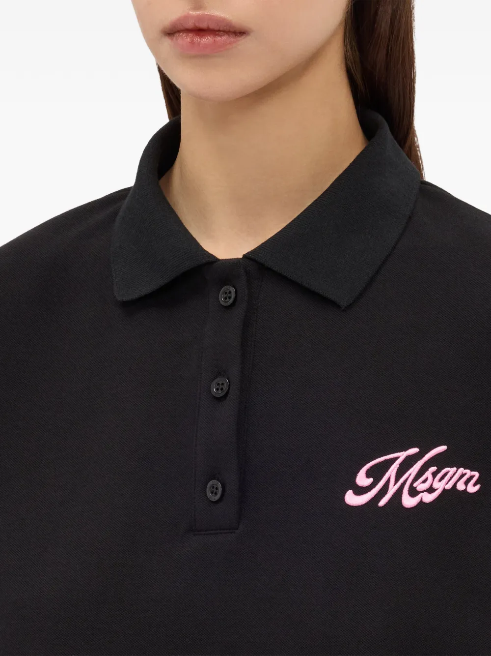 MSGM Cropped polotop met logo Zwart
