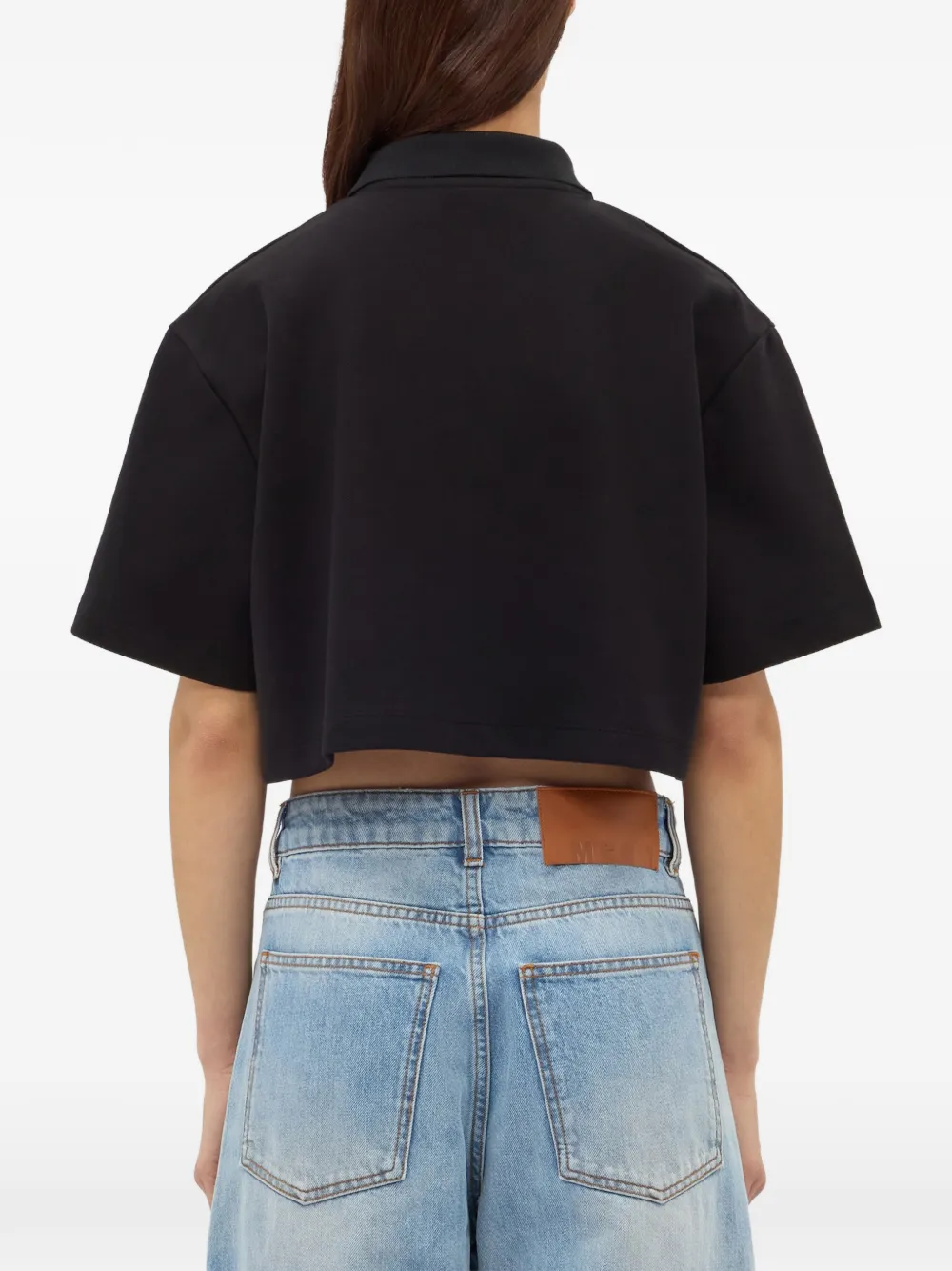 MSGM Cropped polotop met logo Zwart