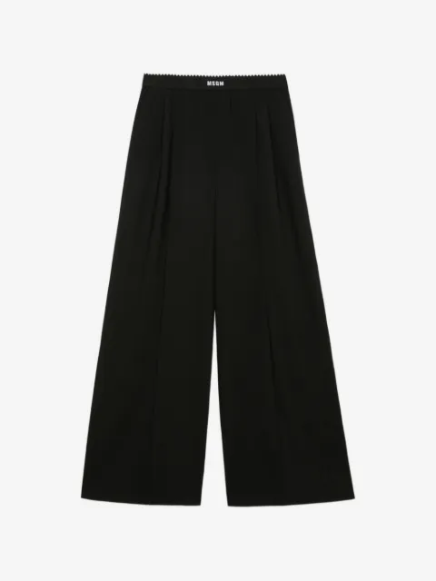 MSGM logo-waistband pleated-design trousers