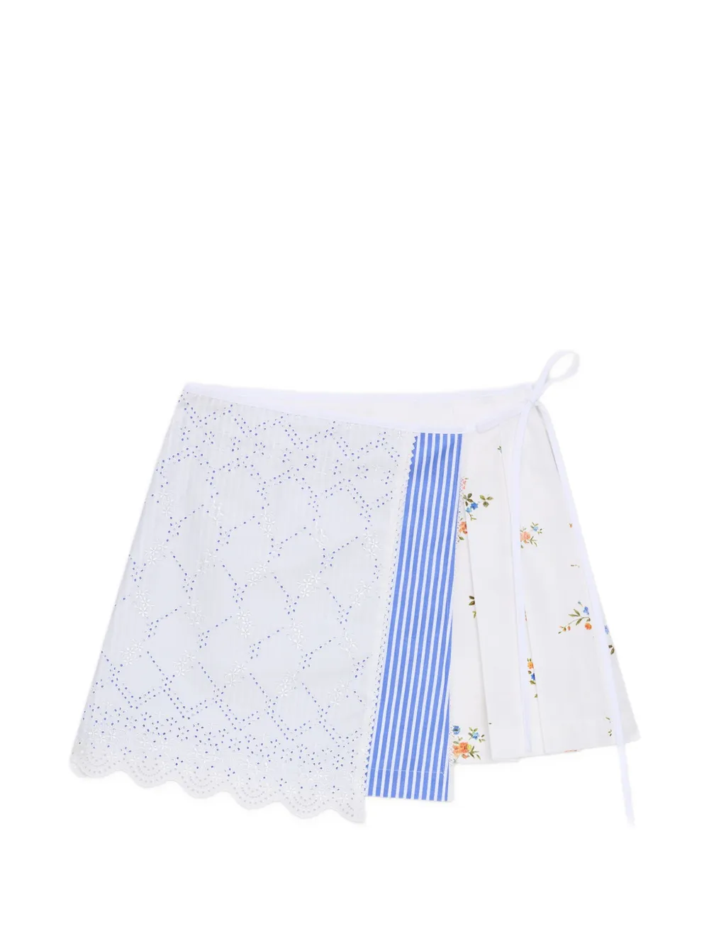 MSGM floral striped broderie skirt - Bianco