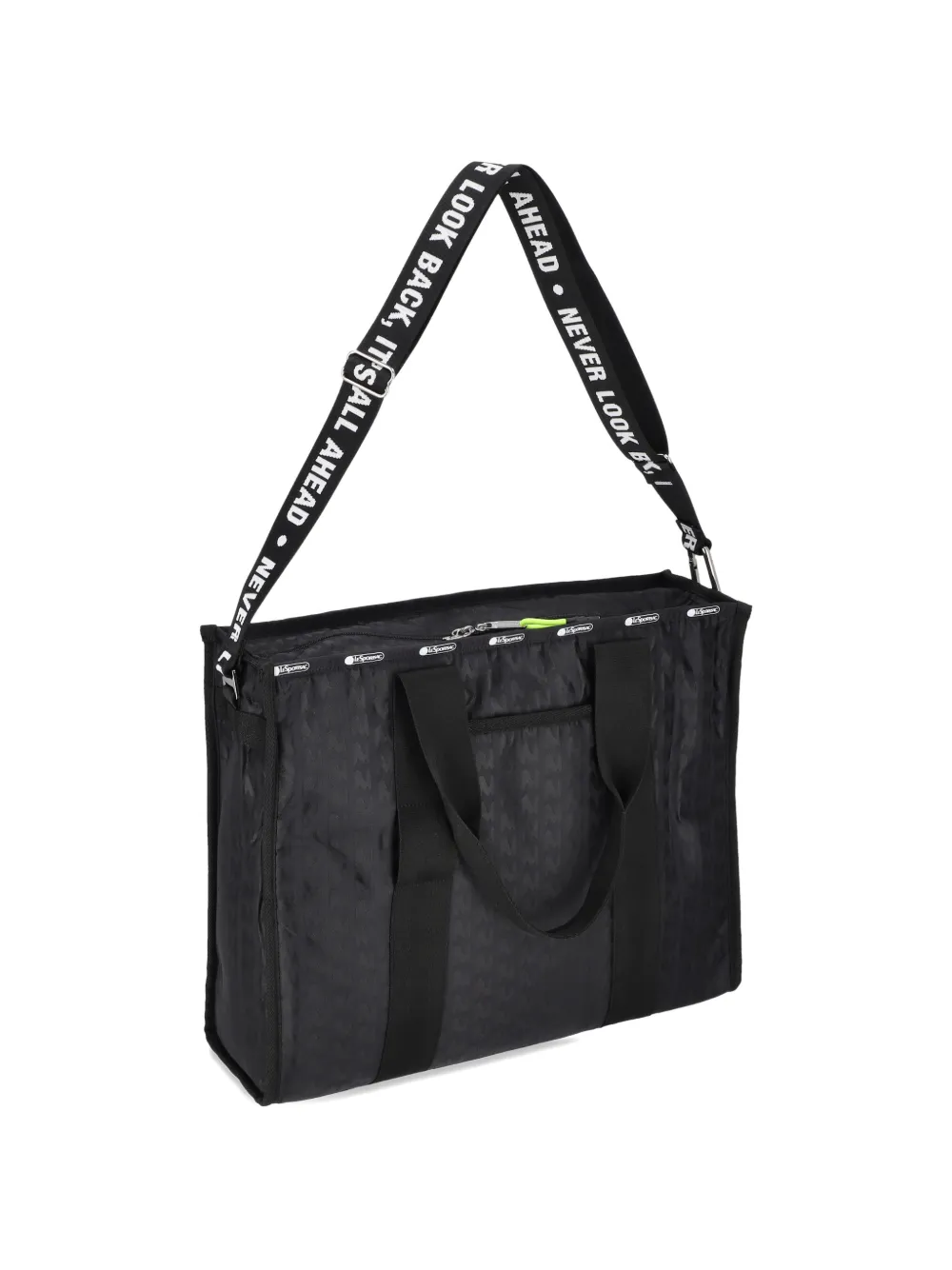  Msgm Patterned Lettering Strap Tote Bag - Black 