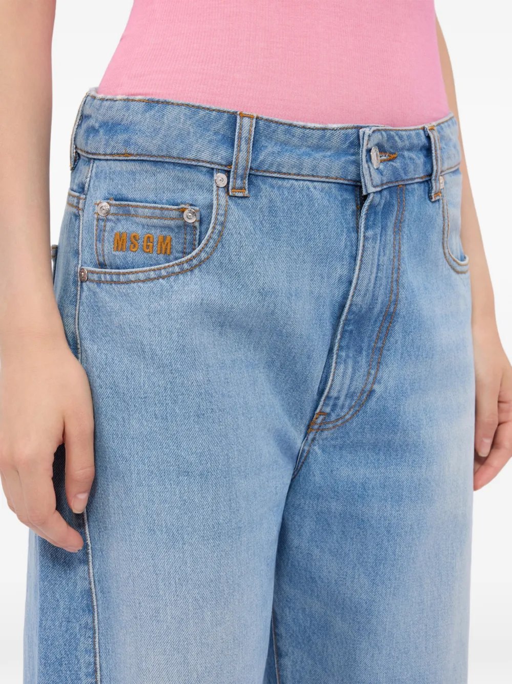 MSGM Jeans met franje afwerking Blauw