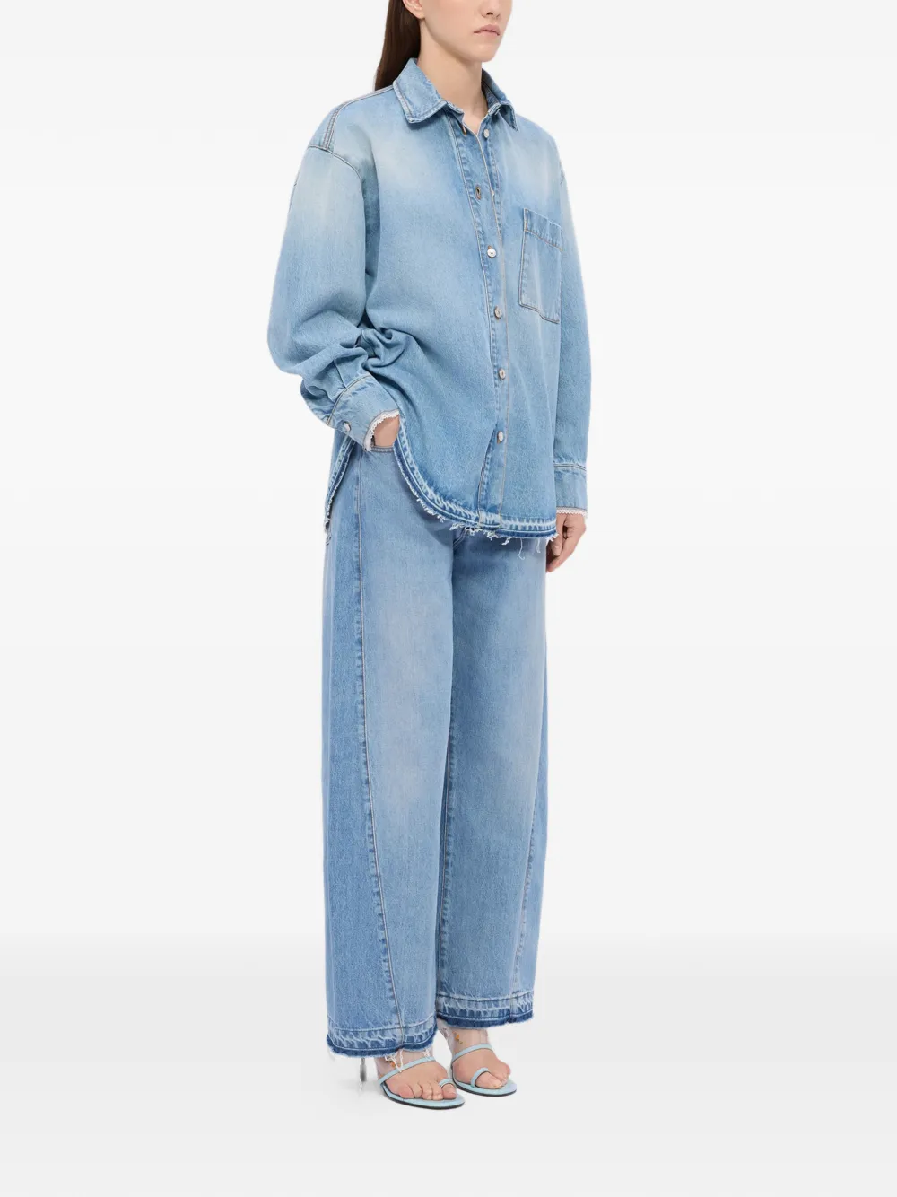  Msgm Frayed-hem Jeans - Blue 
