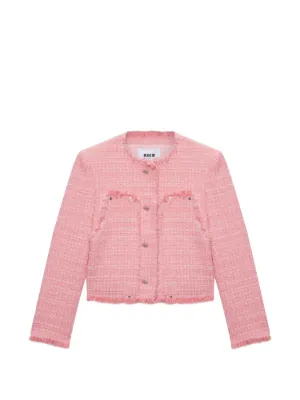 MSGM コットンツイードジャケット MSGM エムエスジーエム M〜L ツイード ジャケット コットン ネイビー