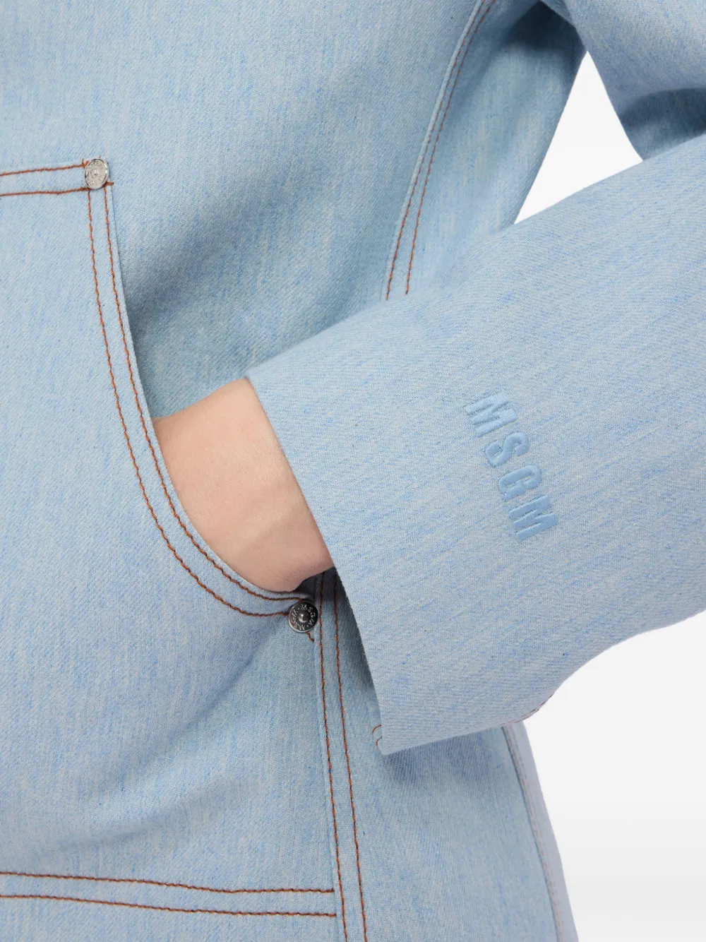 MSGM Denim jack met opgestikte zak Blauw