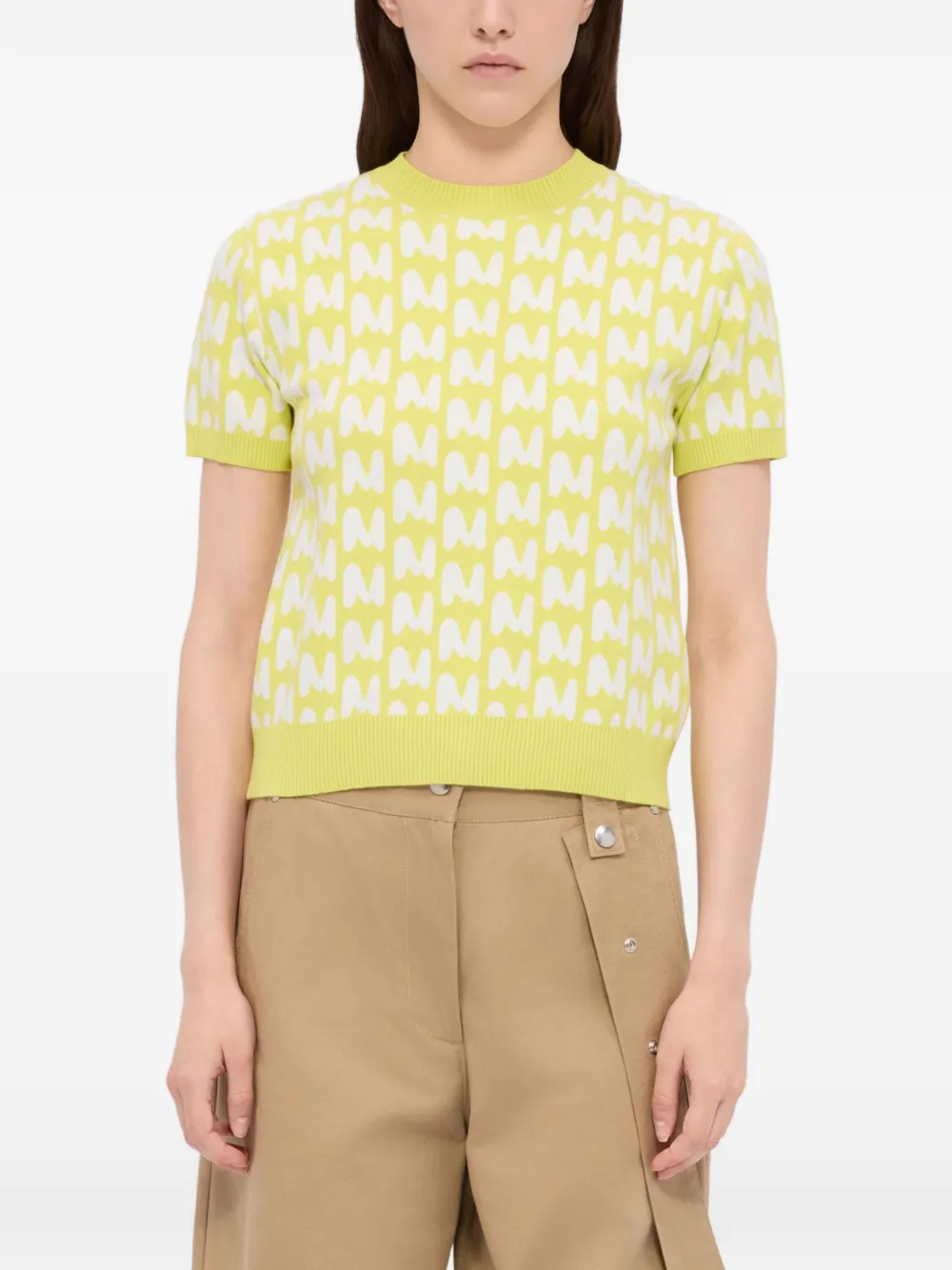  Msgm Patterned Knitted Top - Yellow 