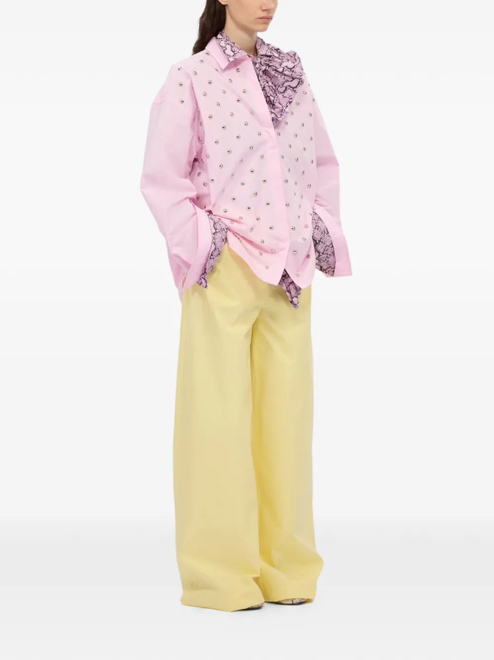 MSGM Palazzo broek met wijde pijpen Geel