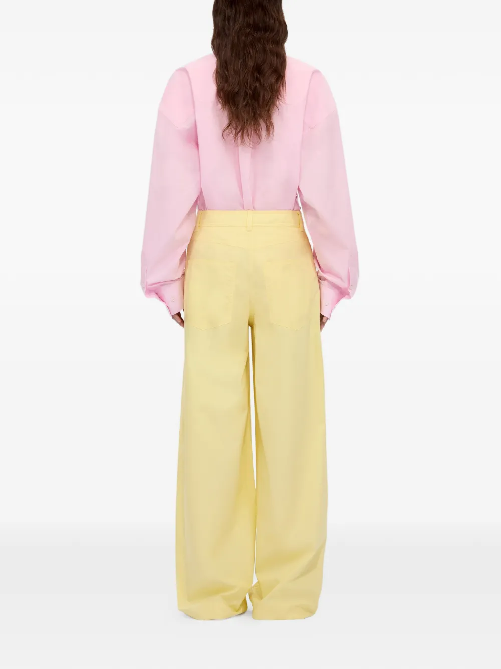 MSGM Palazzo broek met wijde pijpen Geel