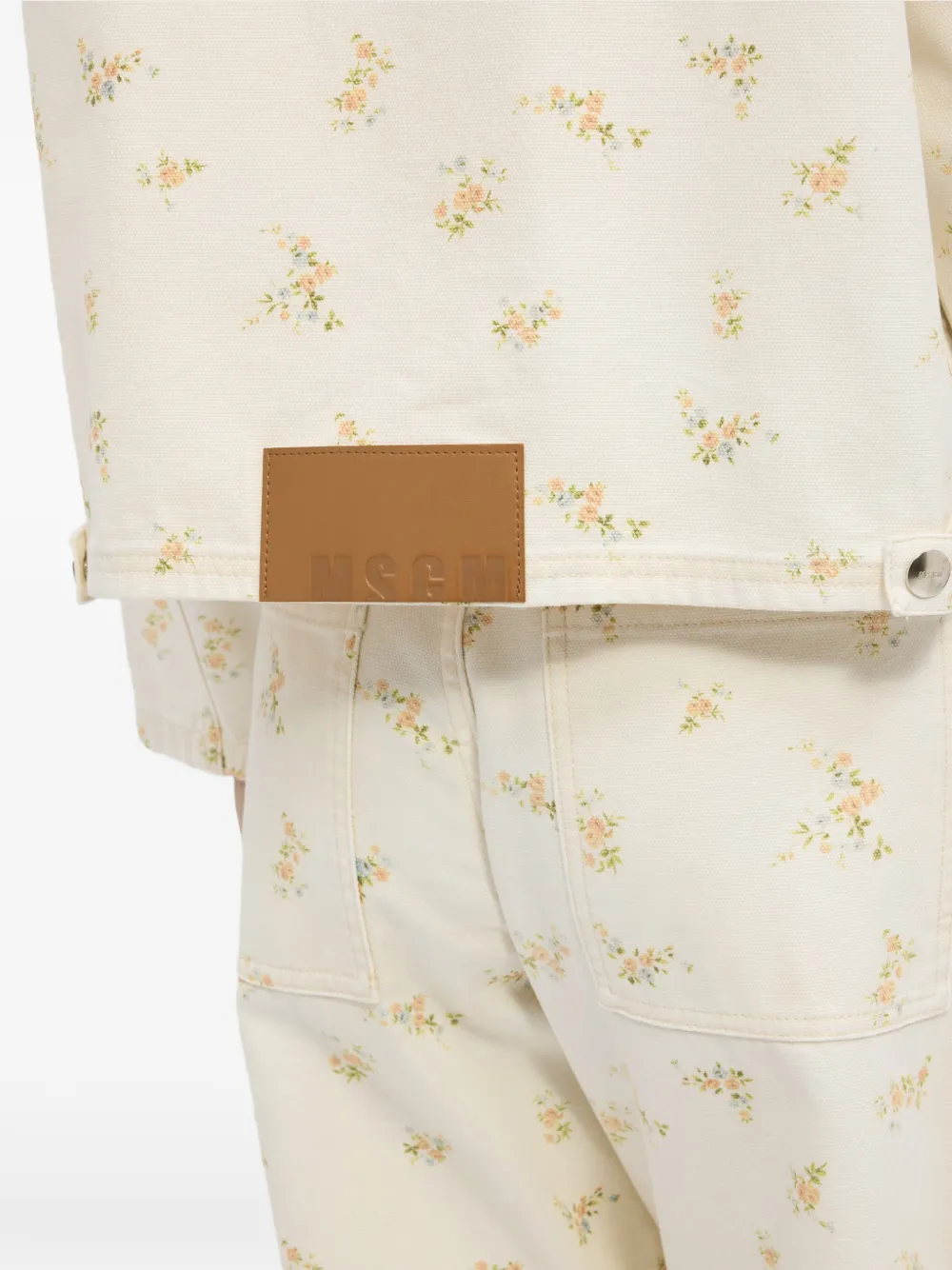 MSGM Spijkerjack met bloemenprint Beige