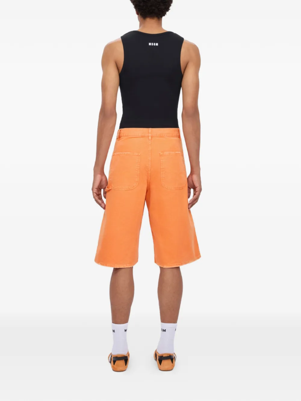 MSGM Denim shorts met zak Oranje