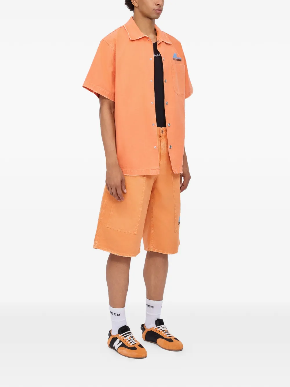  Msgm Pocket Denim Shorts - Orange 