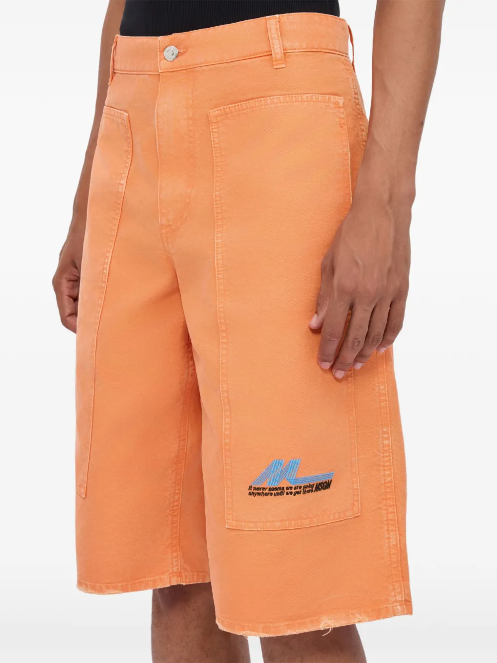 MSGM Denim shorts met zak Oranje