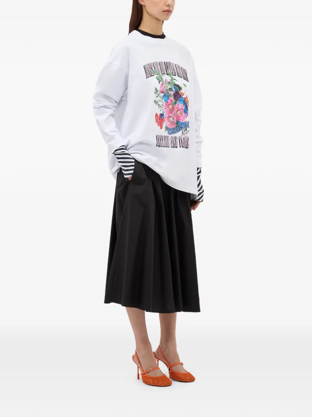  Msgm Ruffled A-line Midi Skirt - Black 