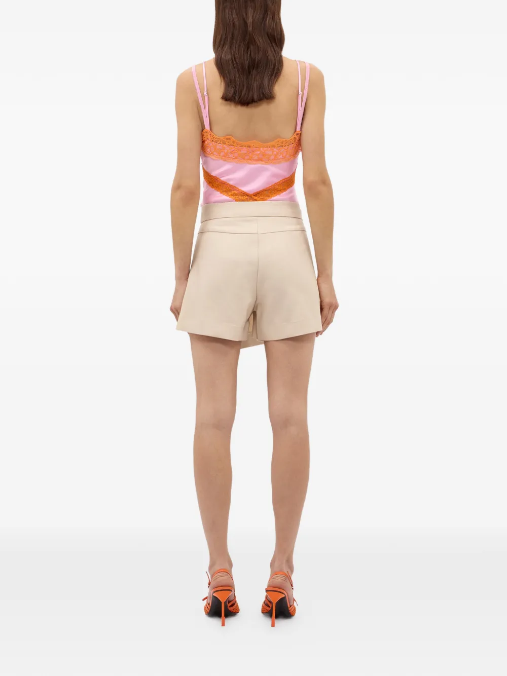 MSGM Asymmetrische shorts met knopen Beige
