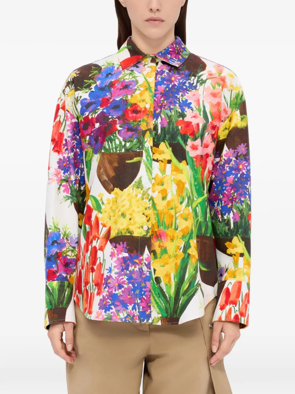  Msgm Floral Print Shirt - White 