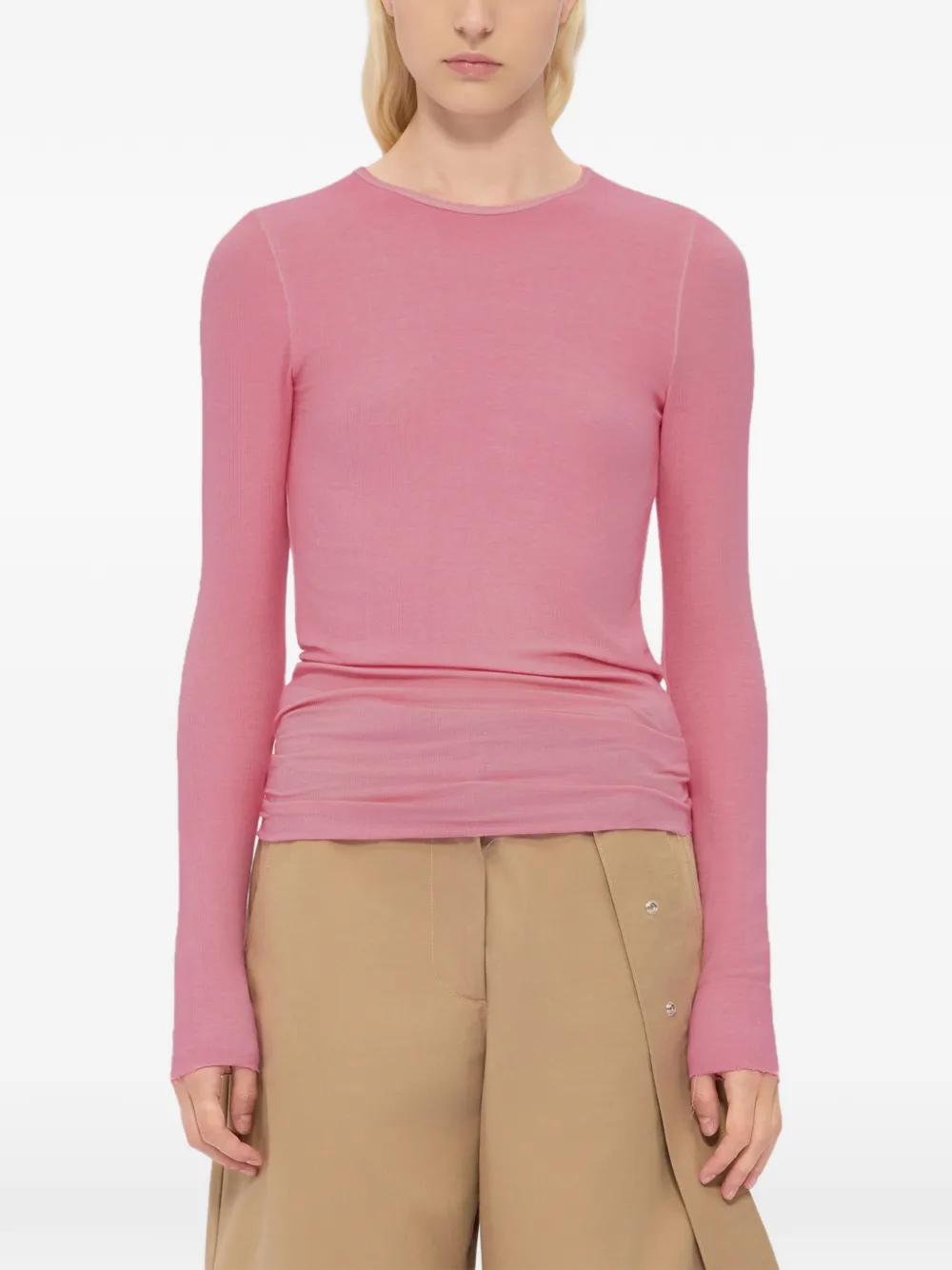  Msgm Round-neck Long-sleeved Top - Pink 