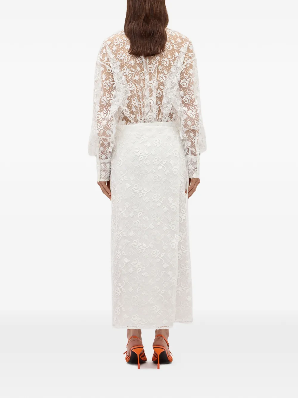 MSGM Maxi-rok met kant Wit
