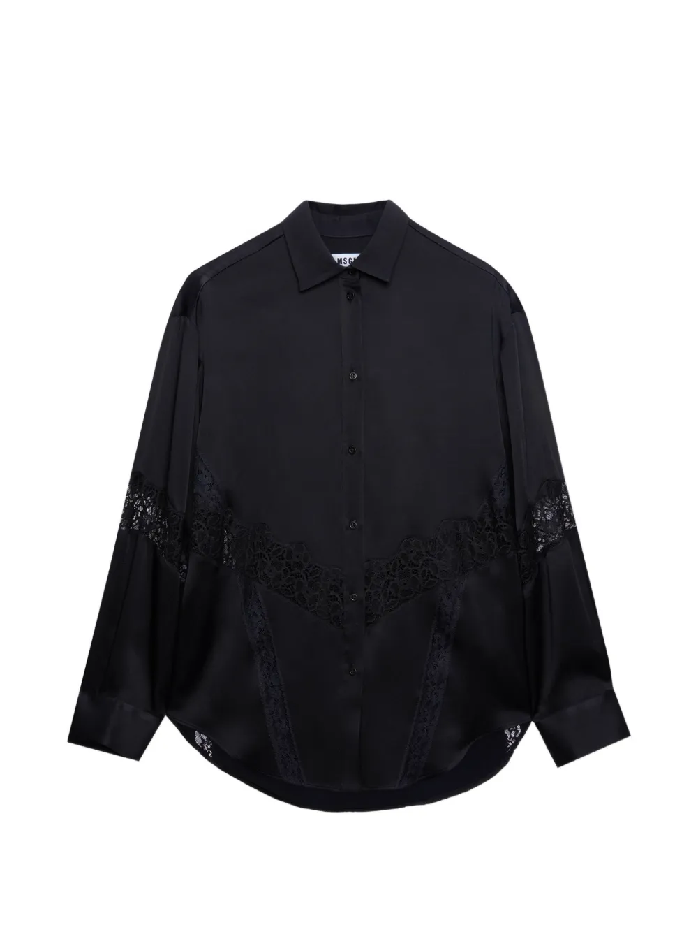 MSGM T-shirt con inserti in pizzo - Nero
