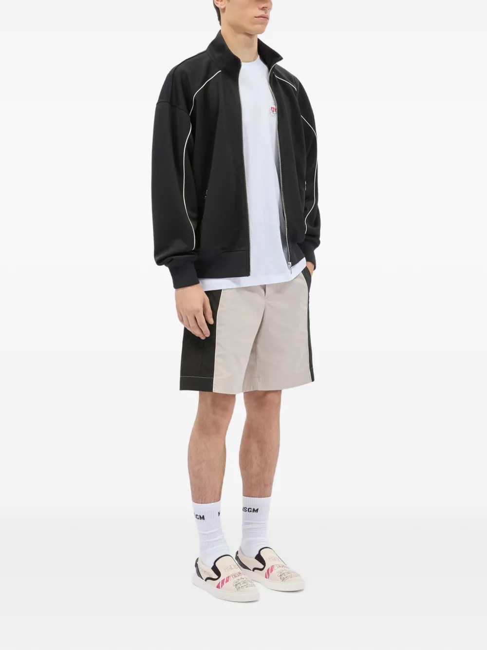  Msgm Drawstring Colour-block Shorts - Neutrals 