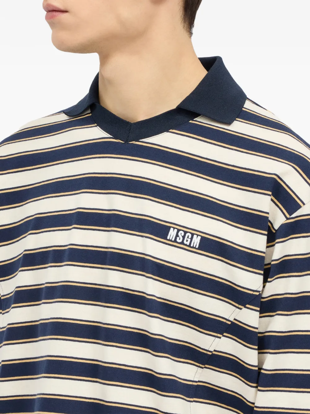 MSGM Gestreept T-shirt met lange mouwen Blauw